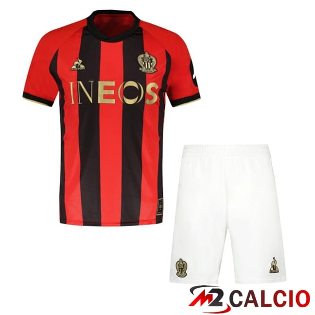Maglie Calcio Personalizzate,Tute Calcio Squadre,Maglia Nazionale Italiana Calcio | Maglie Calcio OGC Nice Bambino Prima Rosso Nero 2024/2025