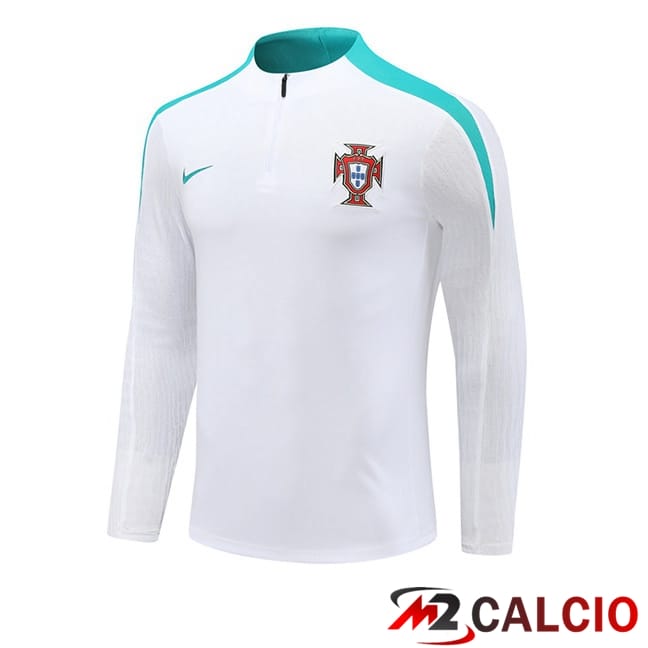 Maglie Calcio Personalizzate,Tute Calcio Squadre,Maglia Nazionale Italiana Calcio | Felpa Allenamento Portogallo Bianco 2024/2025