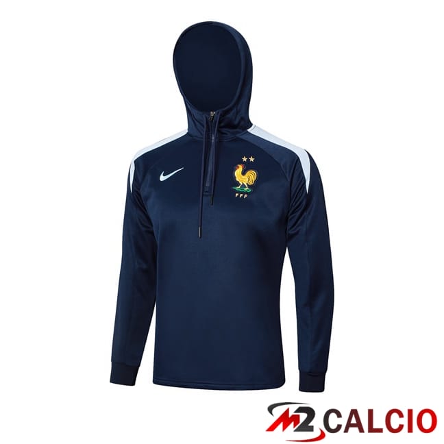 Maglie Calcio Personalizzate,Tute Calcio Squadre,Maglia Nazionale Italiana Calcio | Felpa Con Cappuccio Francia Blu Reale 2024/2025