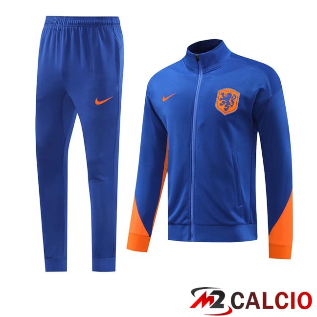 Maglie Calcio Personalizzate,Tute Calcio Squadre,Maglia Nazionale Italiana Calcio | Insieme Tuta Calcio - Giacca Paesi Bassi Blu 2024/2025