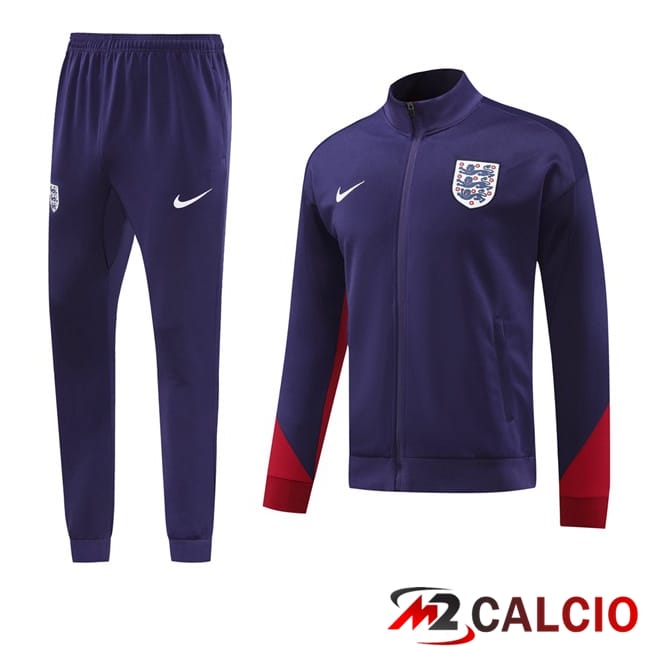 Maglie Calcio Personalizzate,Tute Calcio Squadre,Maglia Nazionale Italiana Calcio | Insieme Tuta Calcio - Giacca Inghilterra Viola 2024/2025