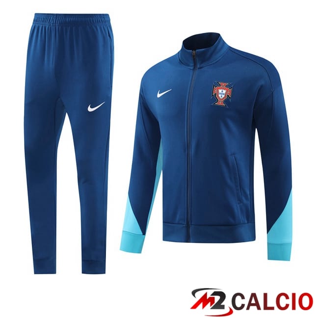 Maglie Calcio Personalizzate,Tute Calcio Squadre,Maglia Nazionale Italiana Calcio | Insieme Tuta Calcio - Giacca Portogallo Blu 2024/2025