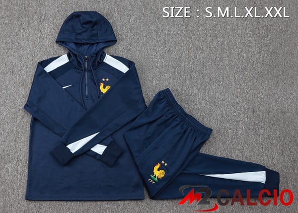Tuta Calcio - Felpa Con Cappuccio Francia Blu Reale 2024/2025