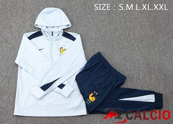 Tuta Calcio - Felpa Con Cappuccio Francia Blu 2024/2025