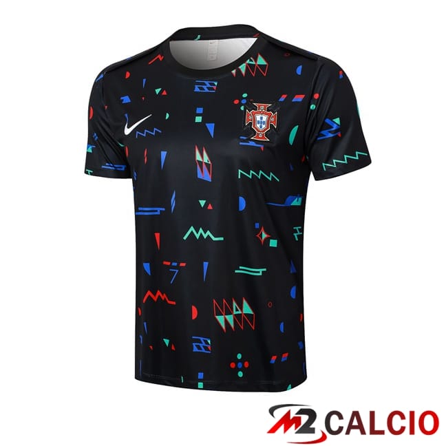 Maglie Calcio Personalizzate,Tute Calcio Squadre,Maglia Nazionale Italiana Calcio | T Shirt Allenamento Portogallo Nero 2024/2025