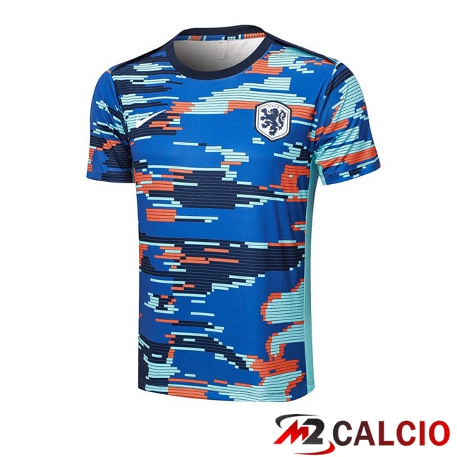 Maglie Calcio Personalizzate,Tute Calcio Squadre,Maglia Nazionale Italiana Calcio | T Shirt Allenamento Paesi Bassi Blu 2024/2025
