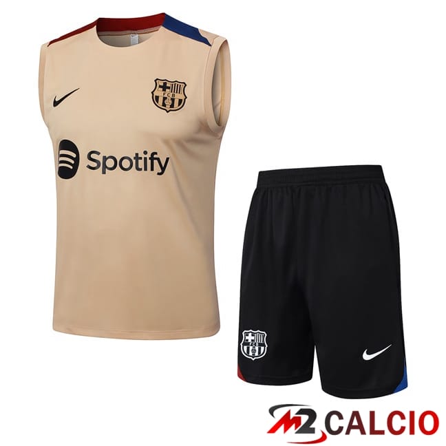 Maglie Calcio Personalizzate,Tute Calcio Squadre,Maglia Nazionale Italiana Calcio | Canotta Allenamento FC Barcellona + Pantaloncini Giallo 2024/2025