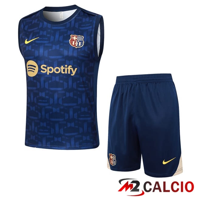 Maglie Calcio Personalizzate,Tute Calcio Squadre,Maglia Nazionale Italiana Calcio | Canotta Allenamento FC Barcellona + Pantaloncini Blu Reale 2024/2025
