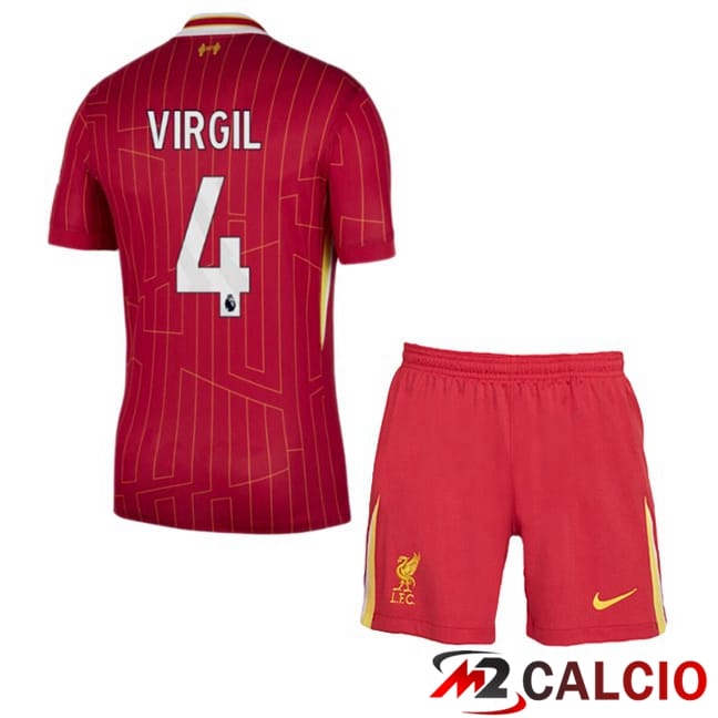 Maglie Calcio Personalizzate,Tute Calcio Squadre,Maglia Nazionale Italiana Calcio | Maglie Calcio FC Liverpool (VIRGIL 4) Bambino Prima Rosso 2024/2025