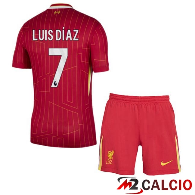 Maglie Calcio Personalizzate,Tute Calcio Squadre,Maglia Nazionale Italiana Calcio | Maglie Calcio FC Liverpool (LUIS DÍAZ 7) Bambino Prima Rosso 2024/2025