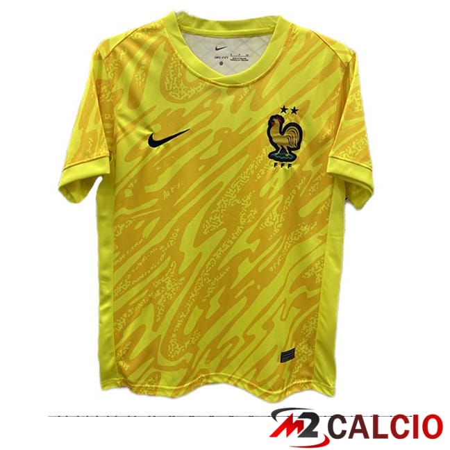 Maglie Calcio Personalizzate,Tute Calcio Squadre,Maglia Nazionale Italiana Calcio | Maglia Nazionale Francia Portiere Giallo UEFA Euro 2024
