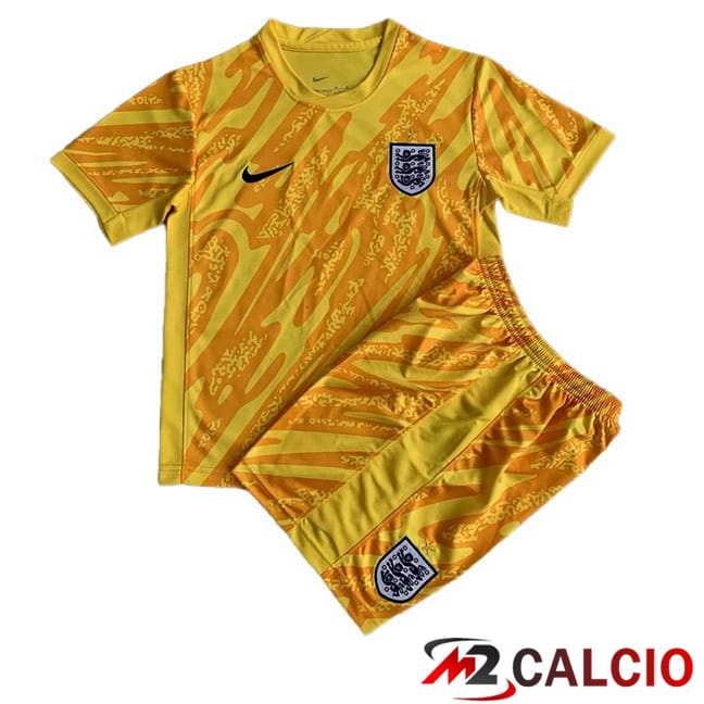 Maglie Calcio Personalizzate,Tute Calcio Squadre,Maglia Nazionale Italiana Calcio | Maglia Nazionale Inghilterra Bambino Portiere Giallo UEFA Euro 2024