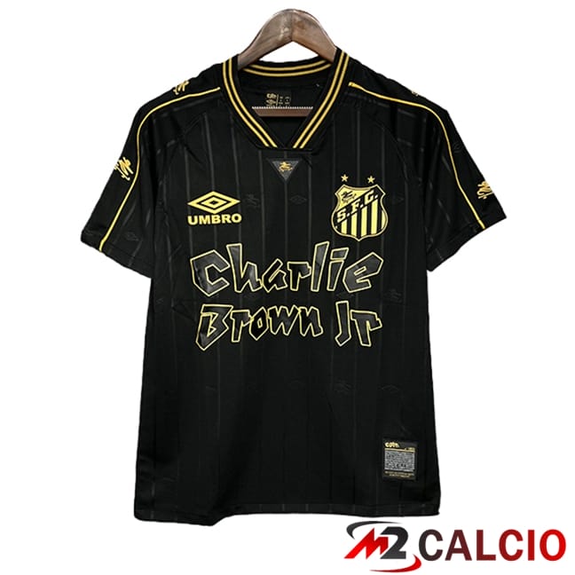 Maglie Calcio Personalizzate,Tute Calcio Squadre,Maglia Nazionale Italiana Calcio | Maglie Calcio Santos FC Limited Edition Nero 2024/2025