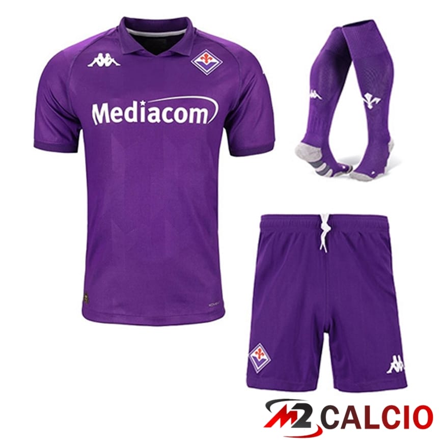 Maglie Calcio Personalizzate,Tute Calcio Squadre,Maglia Nazionale Italiana Calcio | Insieme Maglie Calcio ACF Fiorentina Seconda (Pantaloncini + Calzini) 2024/2025