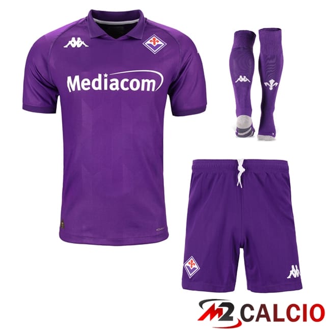 Maglie Calcio Personalizzate,Tute Calcio Squadre,Maglia Nazionale Italiana Calcio | Insieme Maglia ACF Fiorentina Prima (Pantaloncini + Calzini) 2024/2025