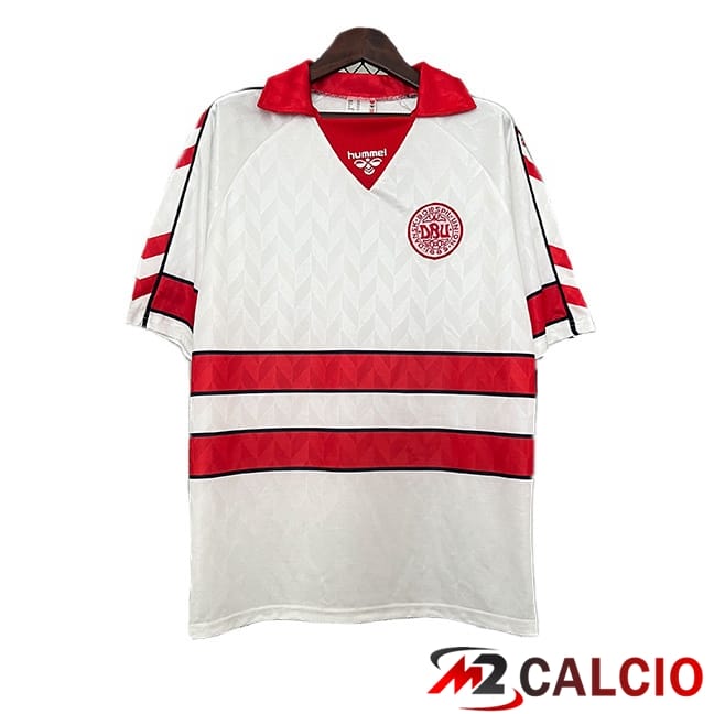 Maglie Calcio Personalizzate,Tute Calcio Squadre,Maglia Nazionale Italiana Calcio | Maglie Calcio Danimarca Retro Seconda Bianco 1988