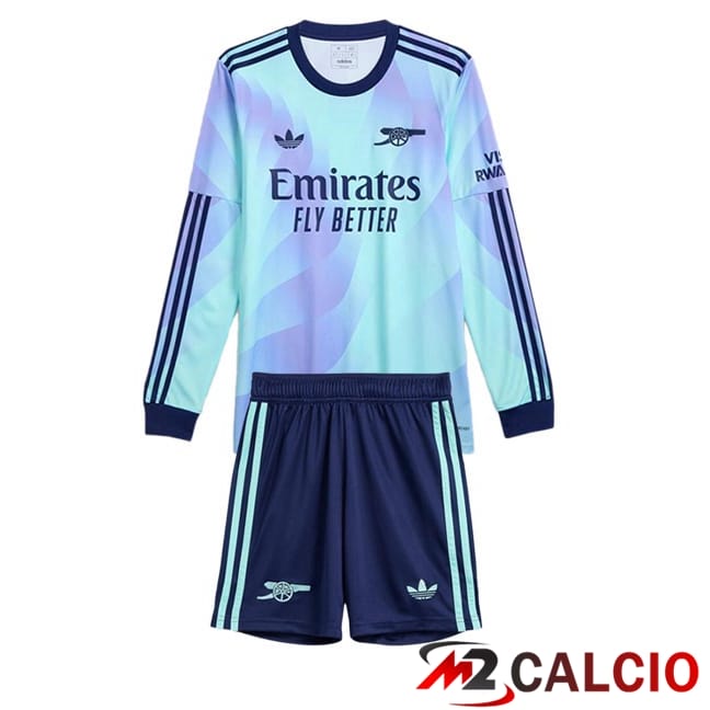 Maglie Calcio Personalizzate,Tute Calcio Squadre,Maglia Nazionale Italiana Calcio | Maglie Calcio Arsenal Bambino Terza Manica Lunga Blu 2024/2025