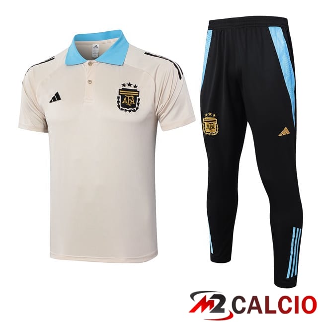 Maglie Calcio Personalizzate,Tute Calcio Squadre,Maglia Nazionale Italiana Calcio | Insieme Polo Argentina + Pantaloni Giallo 2024/2025