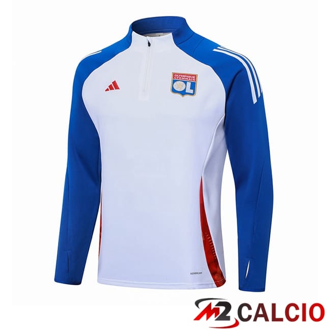 Maglie Calcio Personalizzate,Tute Calcio Squadre,Maglia Nazionale Italiana Calcio | Felpa Allenamento Lione OL Bianco Blu 2024/2025