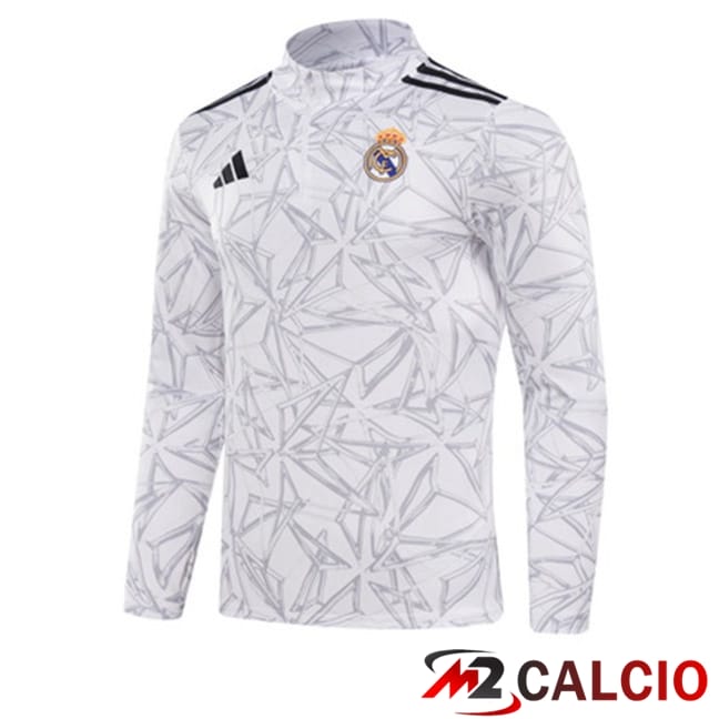 Maglie Calcio Personalizzate,Tute Calcio Squadre,Maglia Nazionale Italiana Calcio | Felpa Allenamento Real Madrid Bianco 2024/2025