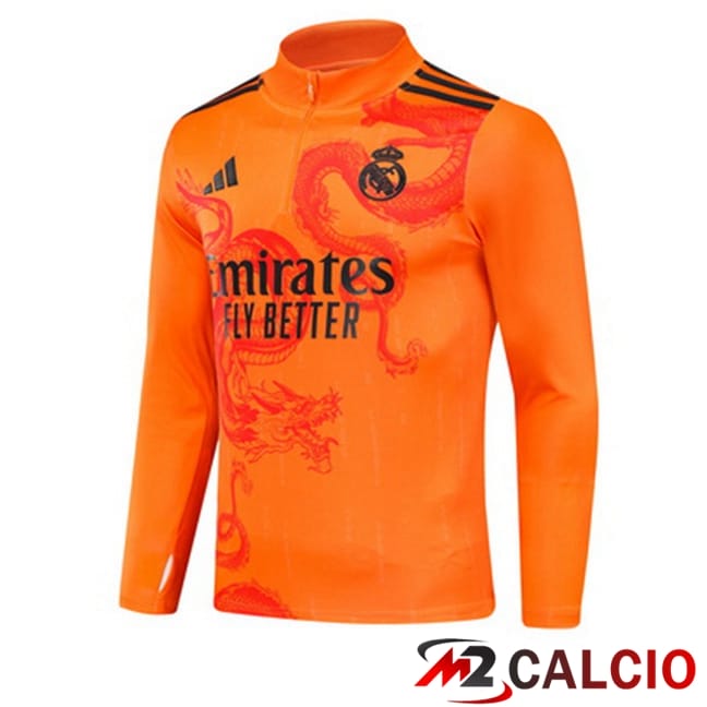 Maglie Calcio Personalizzate,Tute Calcio Squadre,Maglia Nazionale Italiana Calcio | Felpa Allenamento Real Madrid Arancia 2024/2025
