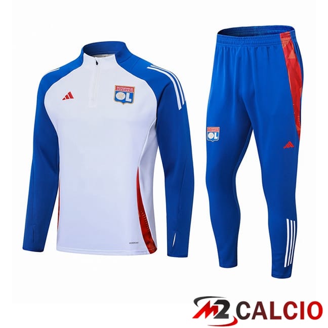 Maglie Calcio Personalizzate,Tute Calcio Squadre,Maglia Nazionale Italiana Calcio | Insieme Tuta Calcio Lione OL Bianco Blu 2024/2025