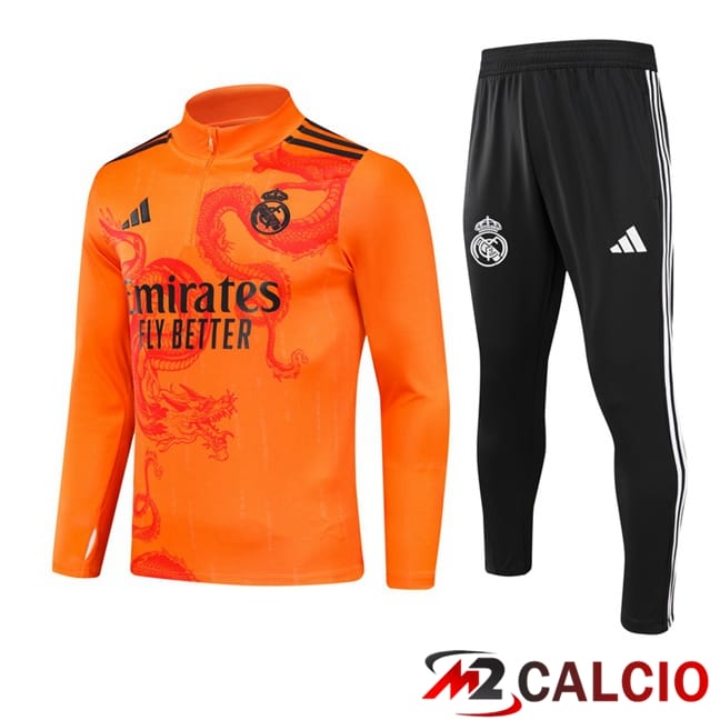 Maglie Calcio Personalizzate,Tute Calcio Squadre,Maglia Nazionale Italiana Calcio | Insieme Tuta Calcio Real Madrid Arancia 2024/2025