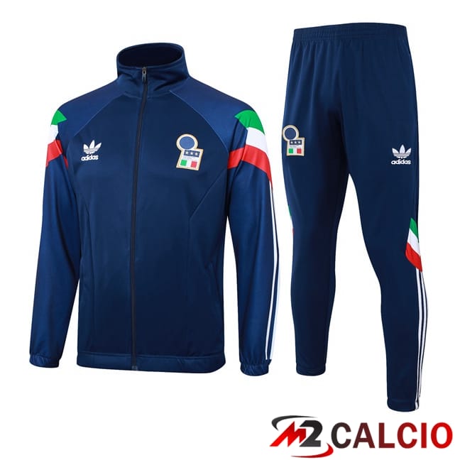 Maglie Calcio Personalizzate,Tute Calcio Squadre,Maglia Nazionale Italiana Calcio | Insieme Tuta Calcio - Giacca Italia Blu Reale 2024/2025