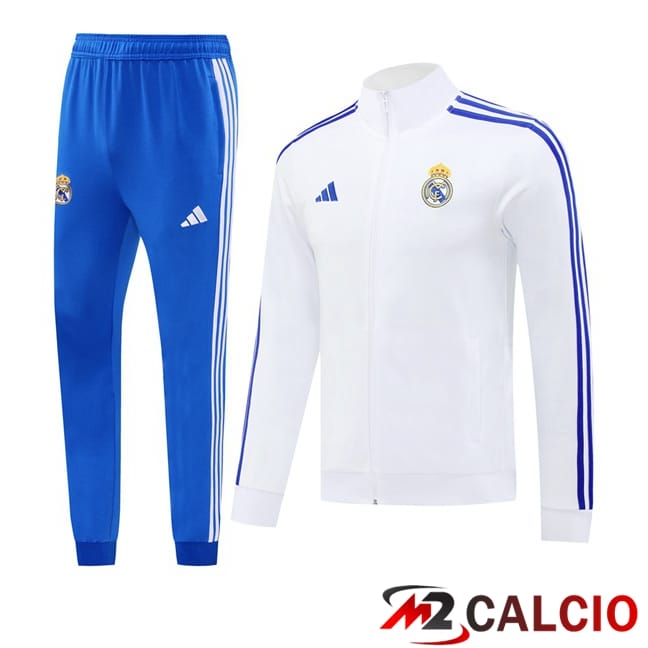 Maglie Calcio Personalizzate,Tute Calcio Squadre,Maglia Nazionale Italiana Calcio | Insieme Tuta Calcio - Giacca Real Madrid Bianco 2024/2025