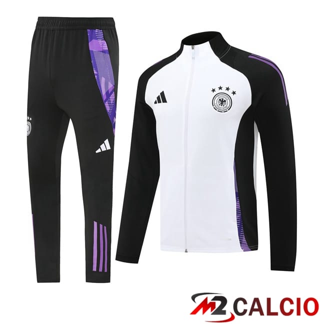 Maglie Calcio Personalizzate,Tute Calcio Squadre,Maglia Nazionale Italiana Calcio | Insieme Tuta Calcio - Giacca Germania Bianco 2024/2025