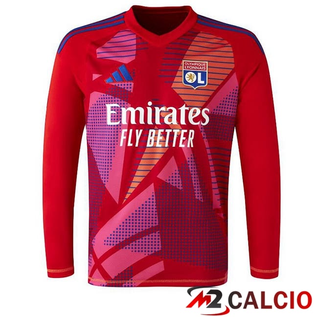 Maglie Calcio Personalizzate,Tute Calcio Squadre,Maglia Nazionale Italiana Calcio | Maglie Calcio Lione OL Portiere Manica Lunga Rosso 2024/2025