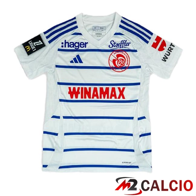Maglie Calcio Personalizzate,Tute Calcio Squadre,Maglia Nazionale Italiana Calcio | Maglie Calcio RC Strasbourg Alsace Seconda Bianco 2024/2025