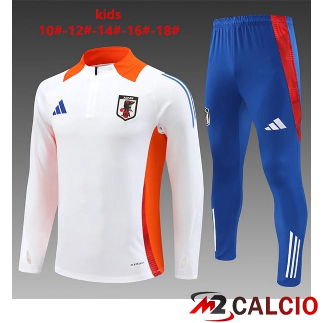 Maglie Calcio Personalizzate,Tute Calcio Squadre,Maglia Nazionale Italiana Calcio | Insieme Tuta Calcio Giappone Bambino Bianco 2024/2025