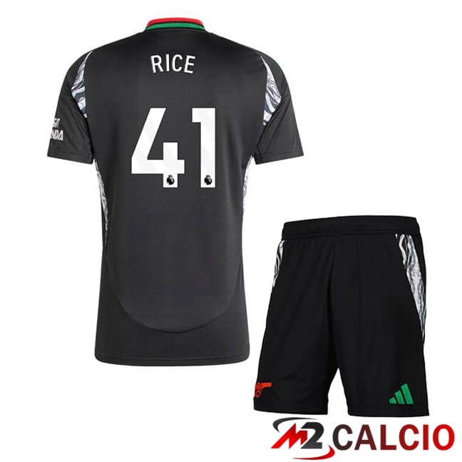 Maglie Calcio Personalizzate,Tute Calcio Squadre,Maglia Nazionale Italiana Calcio | Maglie Calcio Arsenal (RICE 41) Bambino Seconda Nero 2024/2025