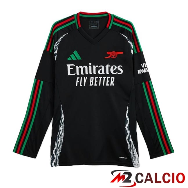Maglie Calcio Personalizzate,Tute Calcio Squadre,Maglia Nazionale Italiana Calcio | Maglie Calcio Arsenal Seconda Manica Lunga Nero 2024/2025