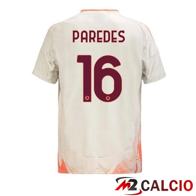 Maglie Calcio Personalizzate,Tute Calcio Squadre,Maglia Nazionale Italiana Calcio | Maglie Calcio AS Roma (PAREDES 16) Seconda Bianco 2024/2025