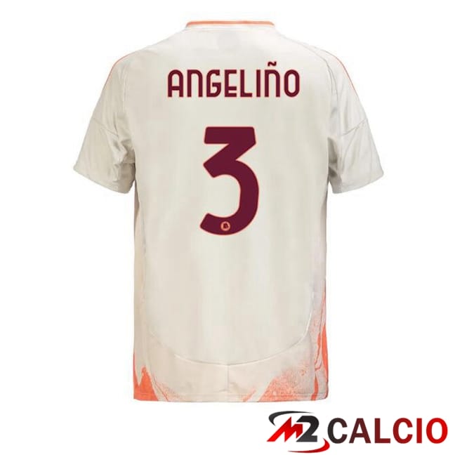 Maglie Calcio Personalizzate,Tute Calcio Squadre,Maglia Nazionale Italiana Calcio | Maglie Calcio AS Roma (ANGELIÑO 3) Seconda Bianco 2024/2025