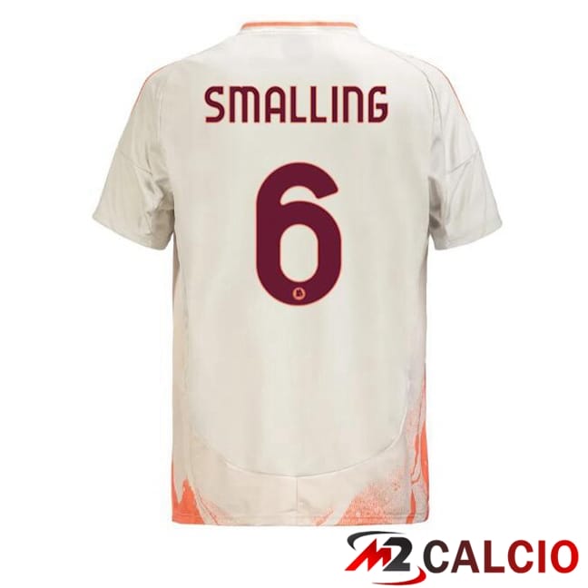 Maglie Calcio Personalizzate,Tute Calcio Squadre,Maglia Nazionale Italiana Calcio | Maglie Calcio AS Roma (SMALLING 6) Seconda Bianco 2024/2025