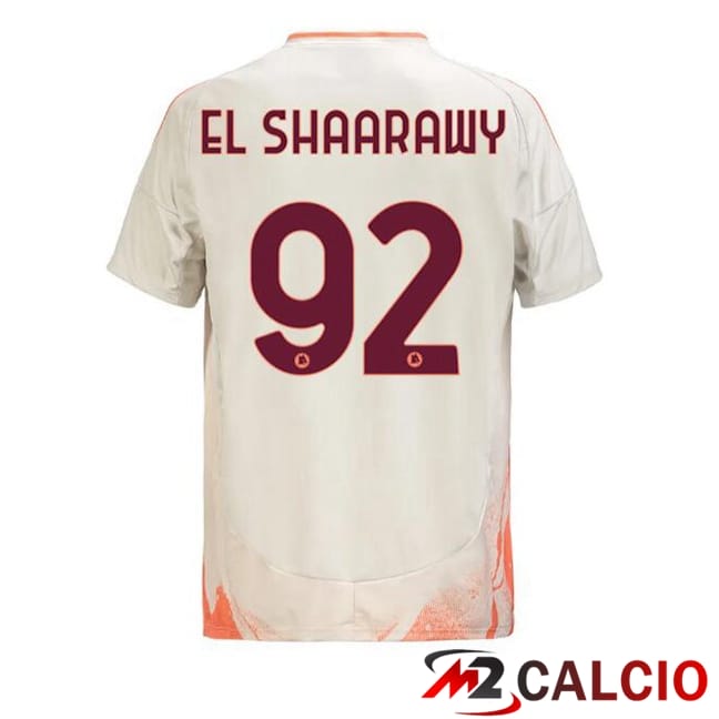 Maglie Calcio Personalizzate,Tute Calcio Squadre,Maglia Nazionale Italiana Calcio | Maglie Calcio AS Roma (EL SHAARAWY 92) Seconda Bianco 2024/2025