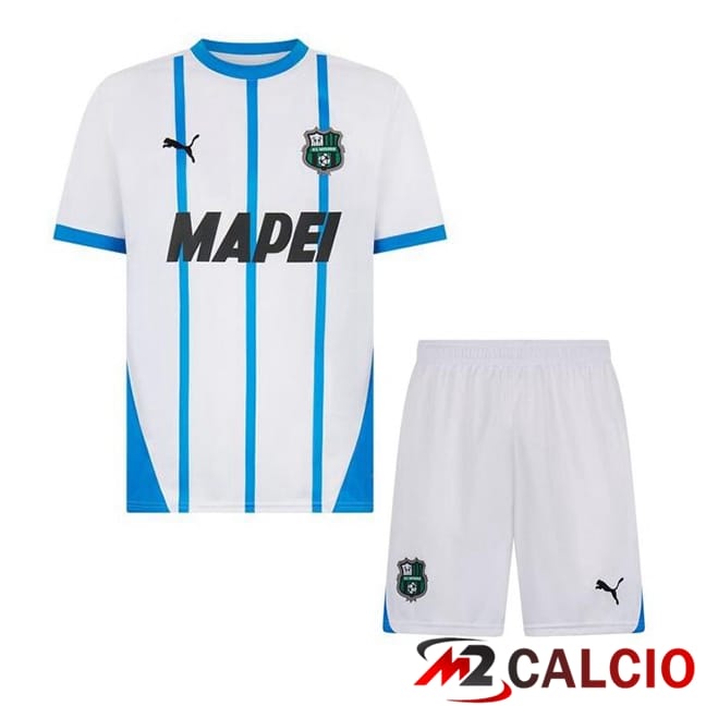 Maglie Calcio Personalizzate,Tute Calcio Squadre,Maglia Nazionale Italiana Calcio | Maglie Calcio US Sassuolo Bambino Seconda Bianco 2024/2025