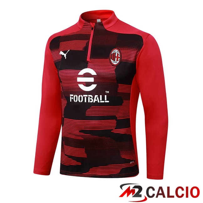 Maglie Calcio Personalizzate,Tute Calcio Squadre,Maglia Nazionale Italiana Calcio | Felpa Allenamento AC Milan Nero Rosso 2024/2025