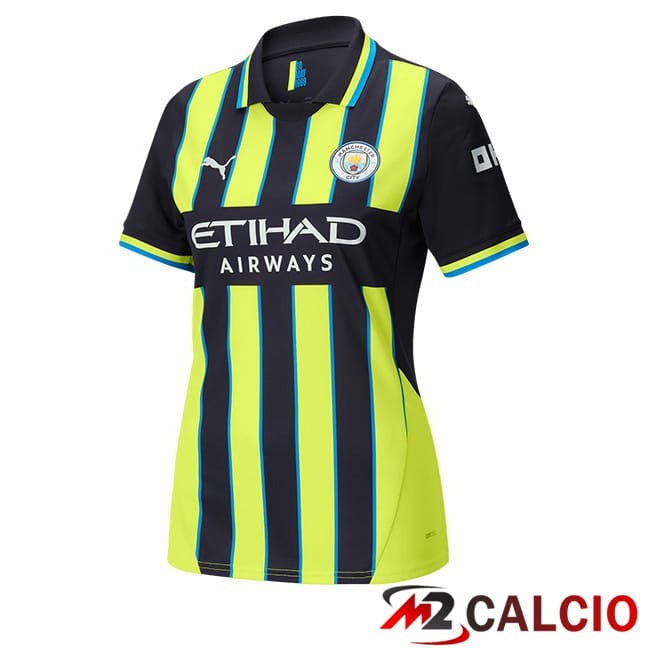 Maglie Calcio Personalizzate,Tute Calcio Squadre,Maglia Nazionale Italiana Calcio | Maglie Calcio Manchester City Donna Seconda Verde Nero 2024/2025