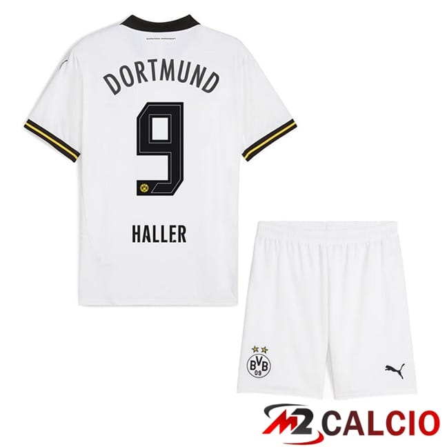 Maglie Calcio Personalizzate,Tute Calcio Squadre,Maglia Nazionale Italiana Calcio | Maglie Calcio Dortmund BVB (Haller 9) Bambino Seconda Bianco 2024/2025