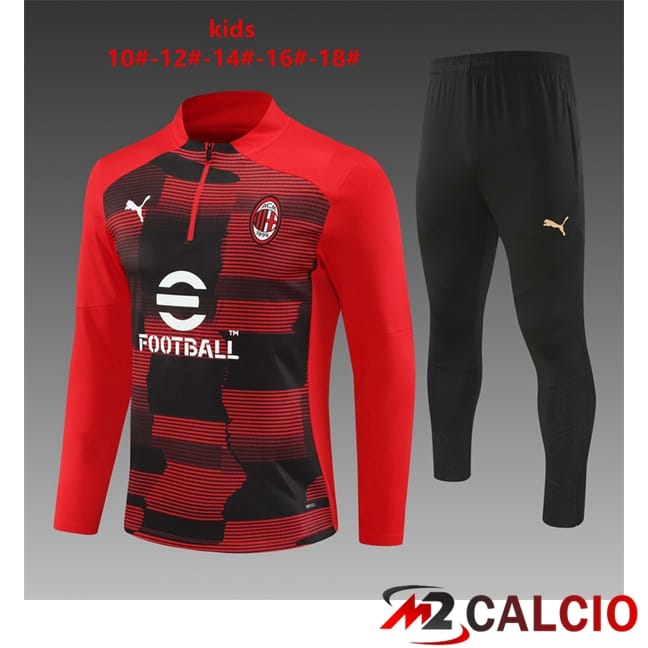 Maglie Calcio Personalizzate,Tute Calcio Squadre,Maglia Nazionale Italiana Calcio | Insieme Tuta Calcio AC Milan Bambino Rosso 2024/2025