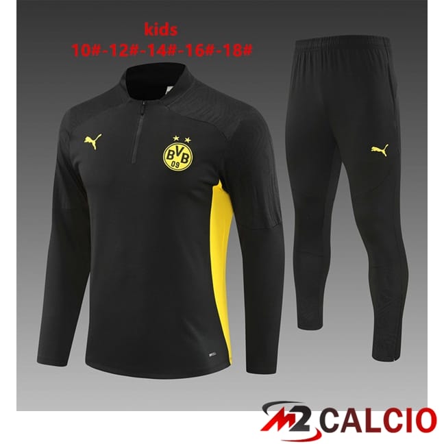 Maglie Calcio Personalizzate,Tute Calcio Squadre,Maglia Nazionale Italiana Calcio | Insieme Tuta Calcio Dortmund BVB Bambino Nero 2024/2025