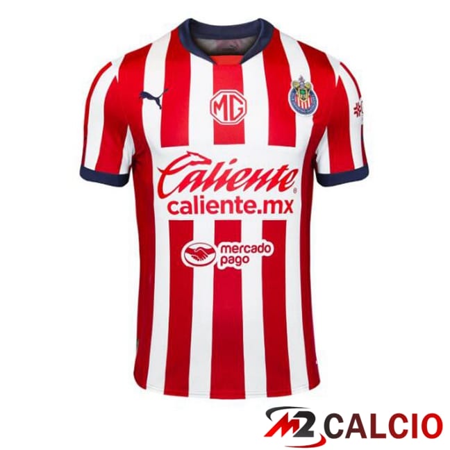 Maglie Calcio Personalizzate,Tute Calcio Squadre,Maglia Nazionale Italiana Calcio | Maglie Calcio CD Guadalajara Prima Rosso Bianco 2024/2025