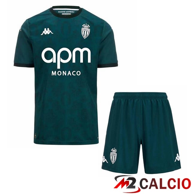 Maglie Calcio Personalizzate,Tute Calcio Squadre,Maglia Nazionale Italiana Calcio | Maglie Calcio AS Monaco Bambino Seconda Verde 2024/2025
