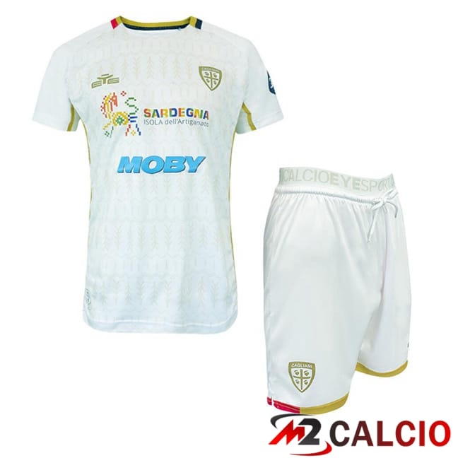 Maglie Calcio Personalizzate,Tute Calcio Squadre,Maglia Nazionale Italiana Calcio | Maglie Calcio Cagliari Calcio Bambino Seconda Bianco 2024/2025
