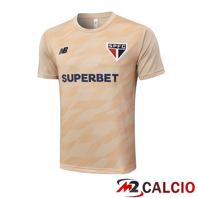 Maglie Calcio Personalizzate,Tute Calcio Squadre,Maglia Nazionale Italiana Calcio | T Shirt Allenamento Sao Paulo FC Giallo 2024/2025