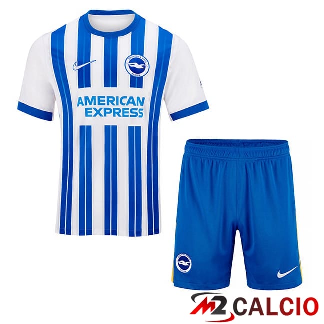 Maglie Calcio Personalizzate,Tute Calcio Squadre,Maglia Nazionale Italiana Calcio | Maglie Calcio FC Brighton Bambino Prima Blu Bianco 2024/2025